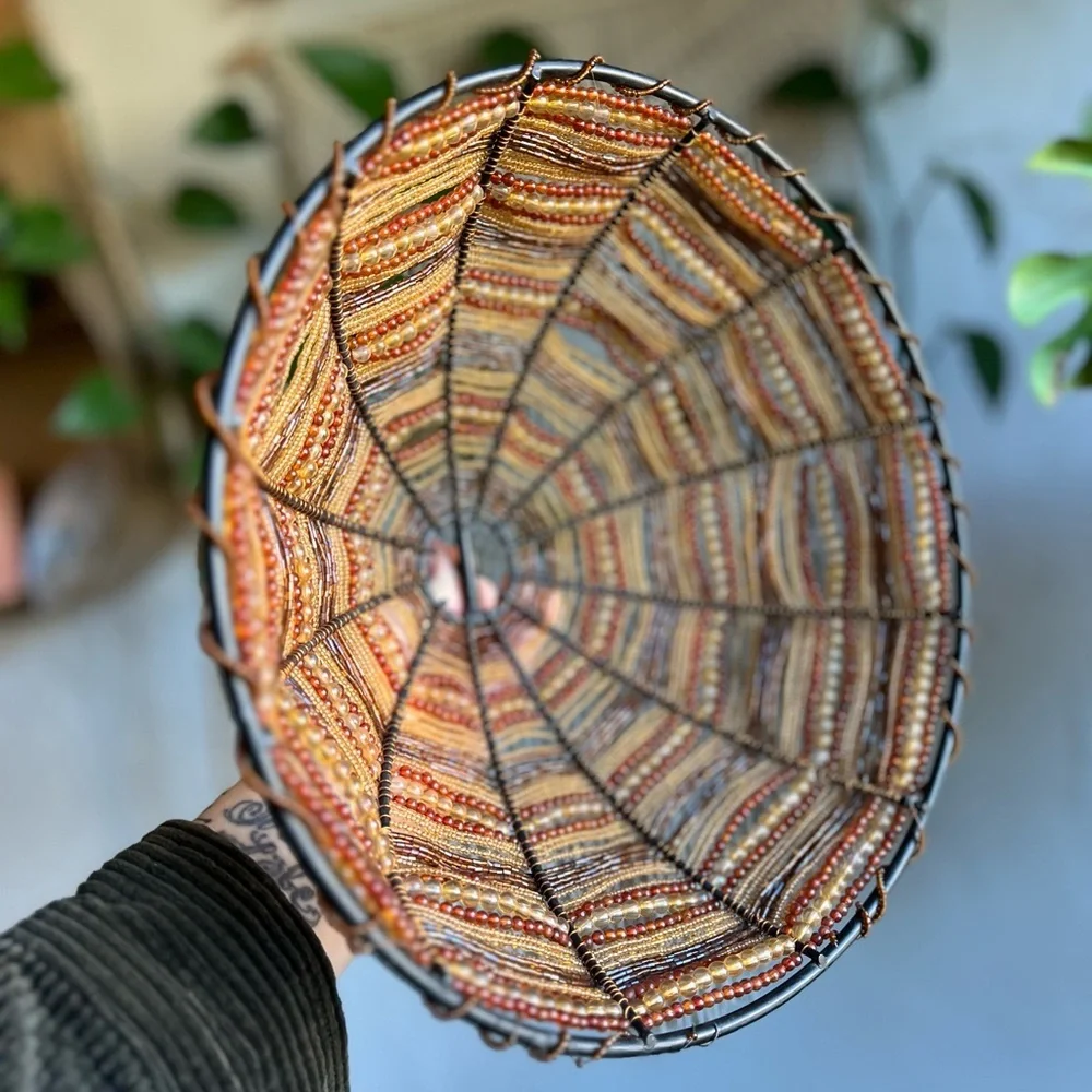 Beaded Food Cover Dome Fly Cover Cloche Boho Table Décor Wire Food Protector